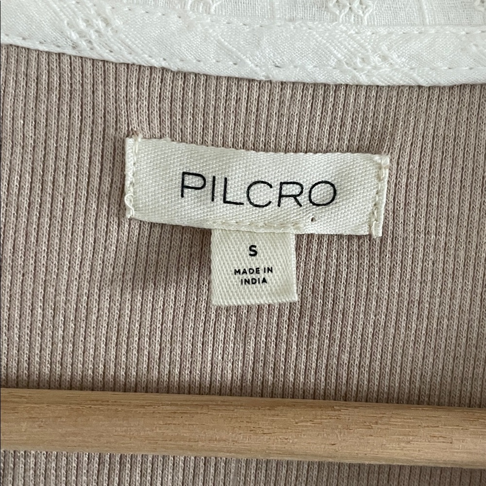 Pilcro Anthropologie Keira Peter Pan Collar Henley Top Size Small Neutral NWT - Picture 9 of 12